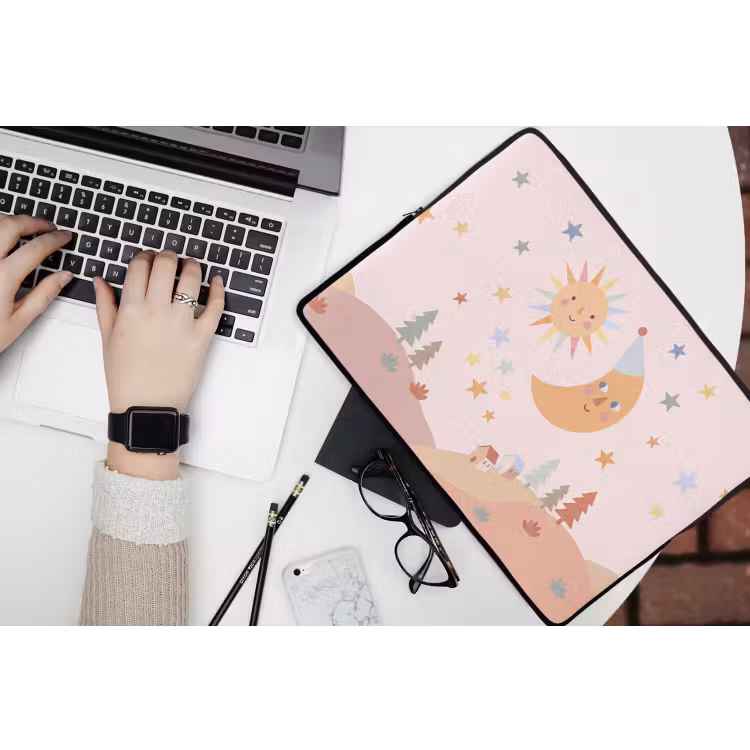 Laptophoes - Zon - Maan - Sterren - Kinderkamer - Pastel — 3