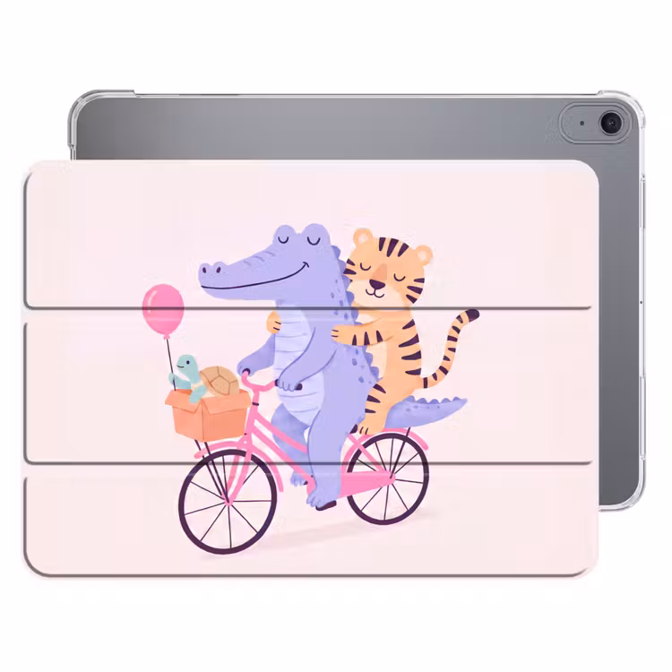 iPad hoes - Dieren - Fiets - Vriendschap - Illustratie - Roze — 1