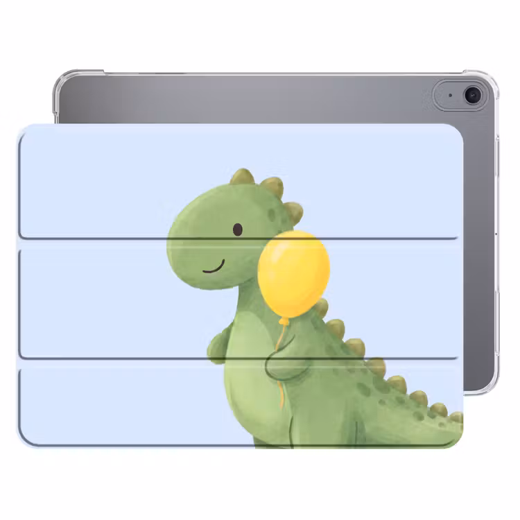 iPad hoes - Dinosaurus - Ballon - Kinderkamer - Illustratie - Groen — 1