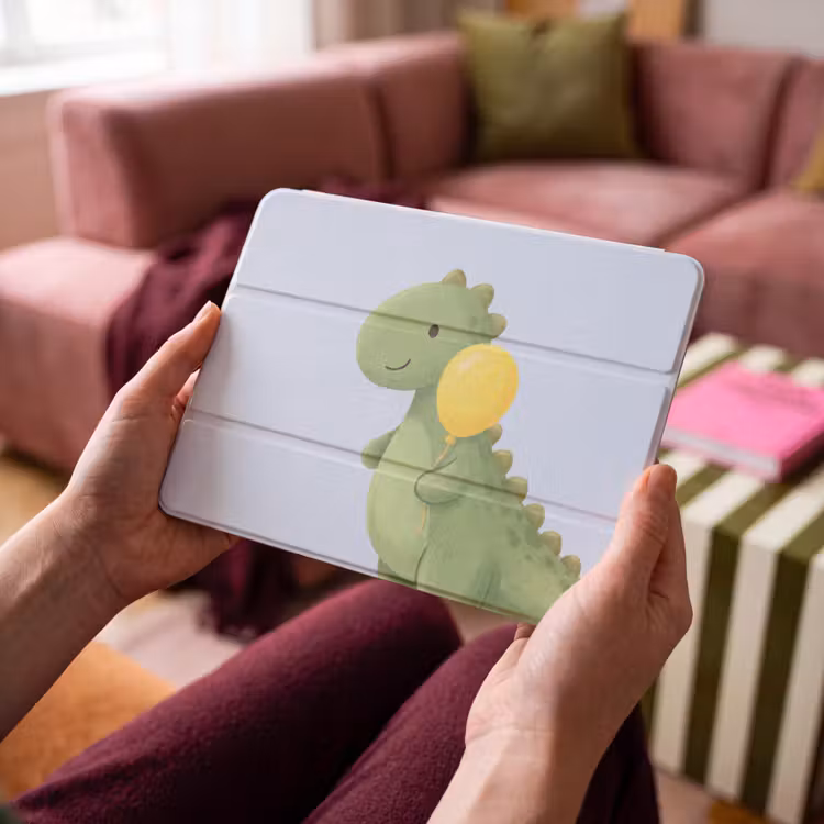 iPad hoes - Dinosaurus - Ballon - Kinderkamer - Illustratie - Groen — 4