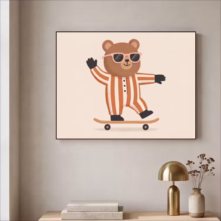 Art Frame - Dieren - Skateboard - Spel - Cartoon - Roze — 5