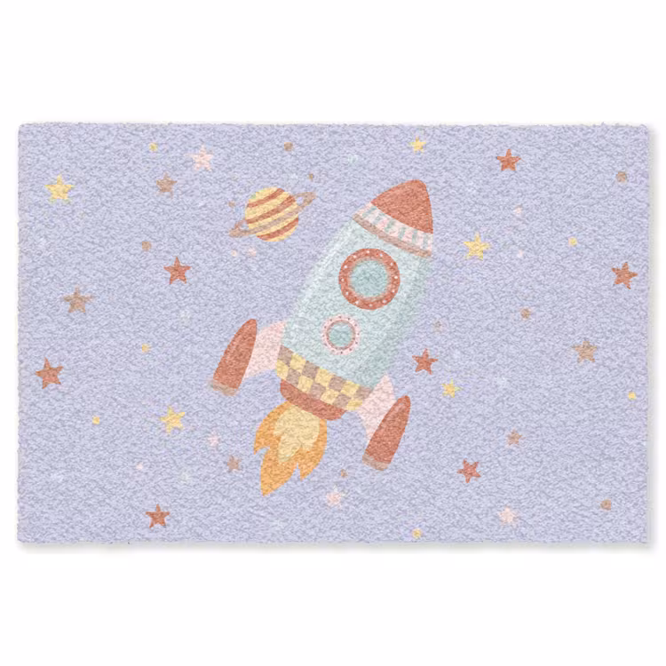 Vloerkleed - Raket - Ruimte - Planeet - Illustratie — 1