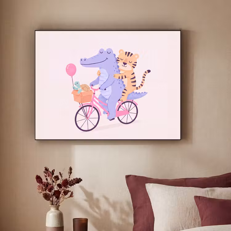 Art Frame - Dieren - Fiets - Vriendschap - Illustratie - Roze — 3