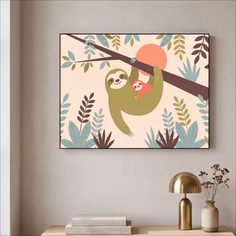 Art Frame - Dieren - Moeder - Baby - Natuur - Groen — 5