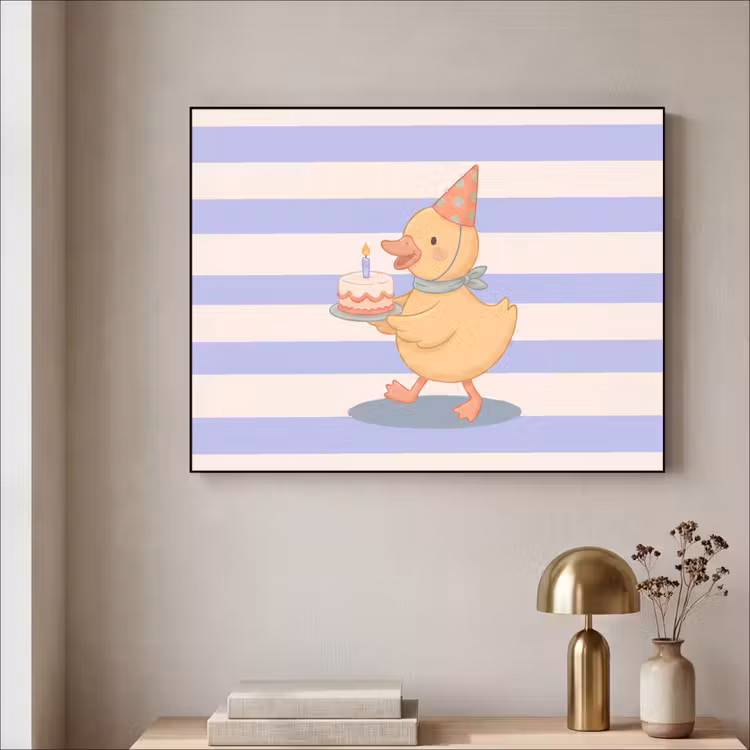 Art Frame - Vogel - Feest - Taart - Kinder - Illustratie — 5