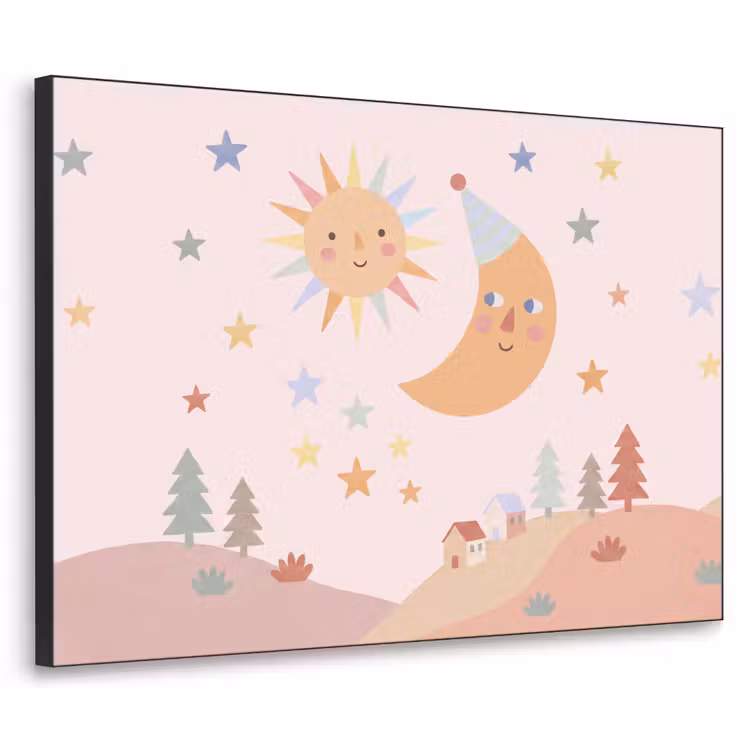 Art Frame - Zon - Maan - Sterren - Kinderkamer - Pastel — 1