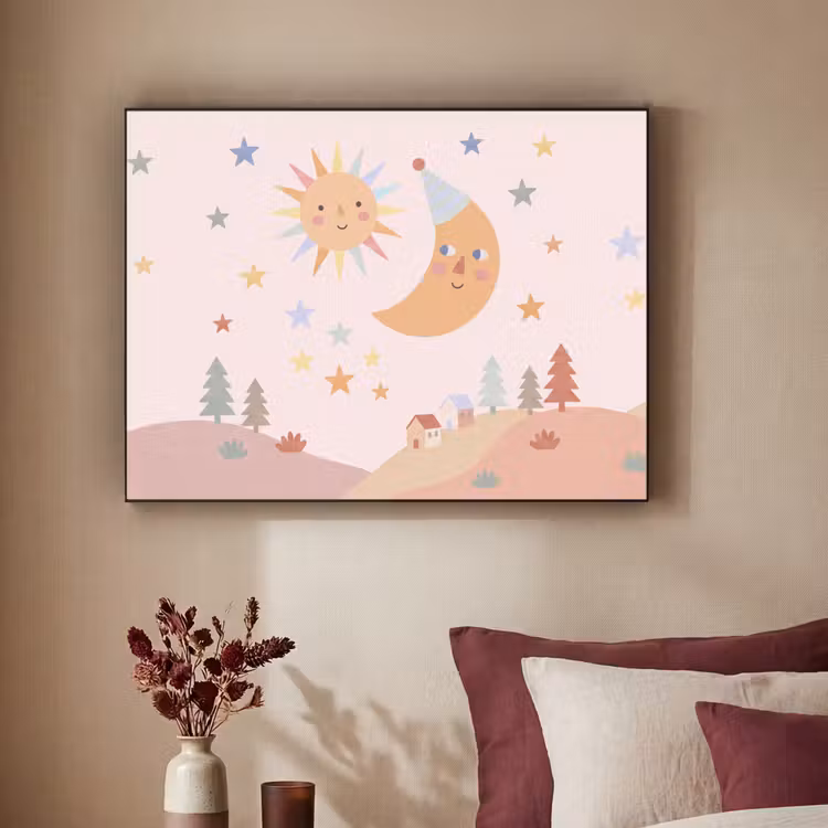 Art Frame - Zon - Maan - Sterren - Kinderkamer - Pastel — 3