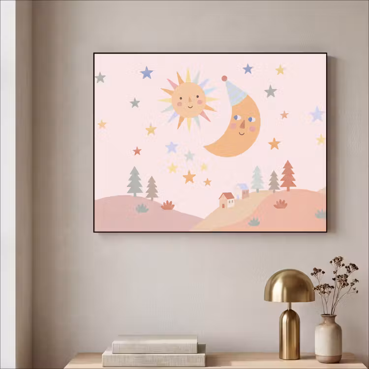 Art Frame - Zon - Maan - Sterren - Kinderkamer - Pastel — 5