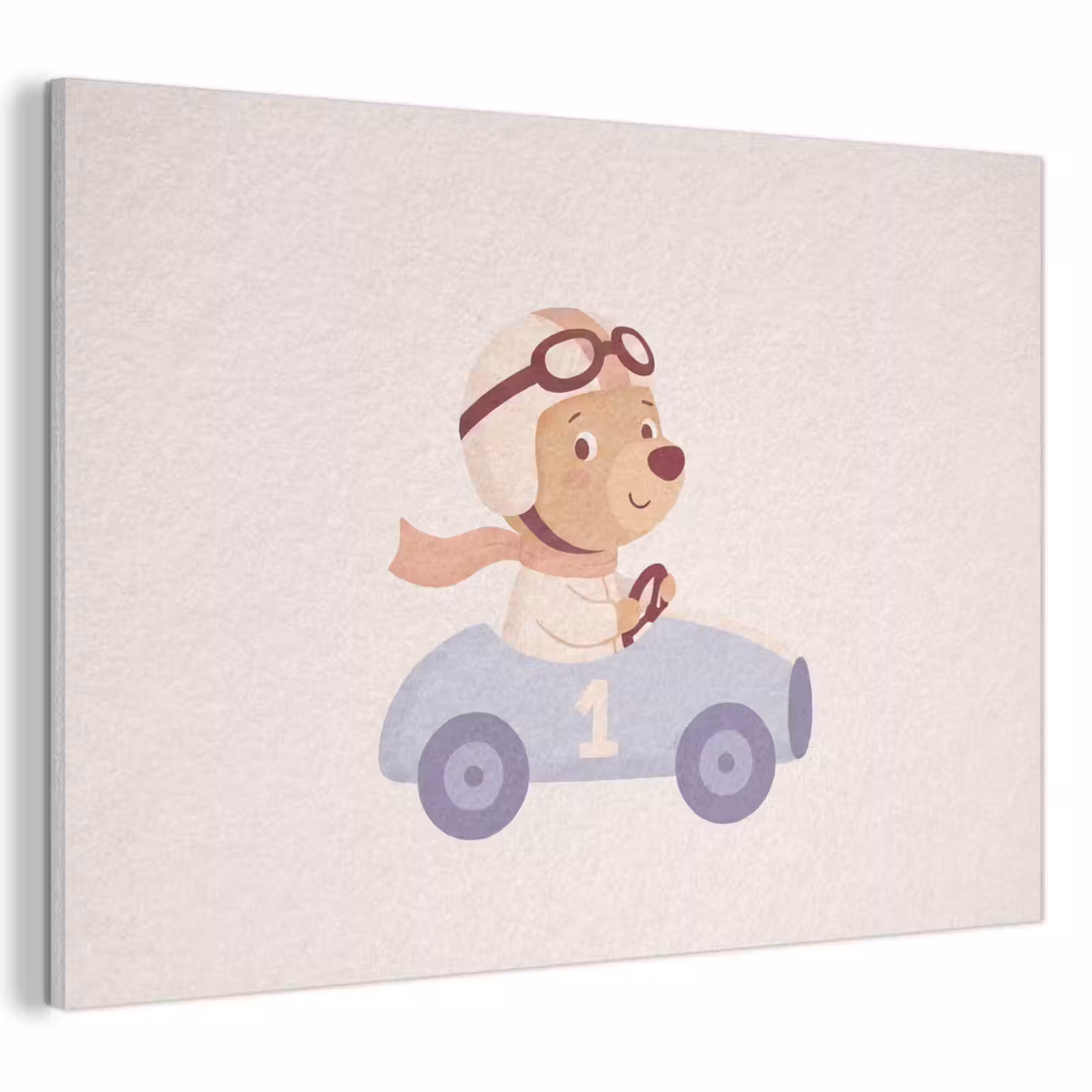 Akoestisch schilderij - Beer - Auto - Kinderkamer - Cartoon - Speels — 1