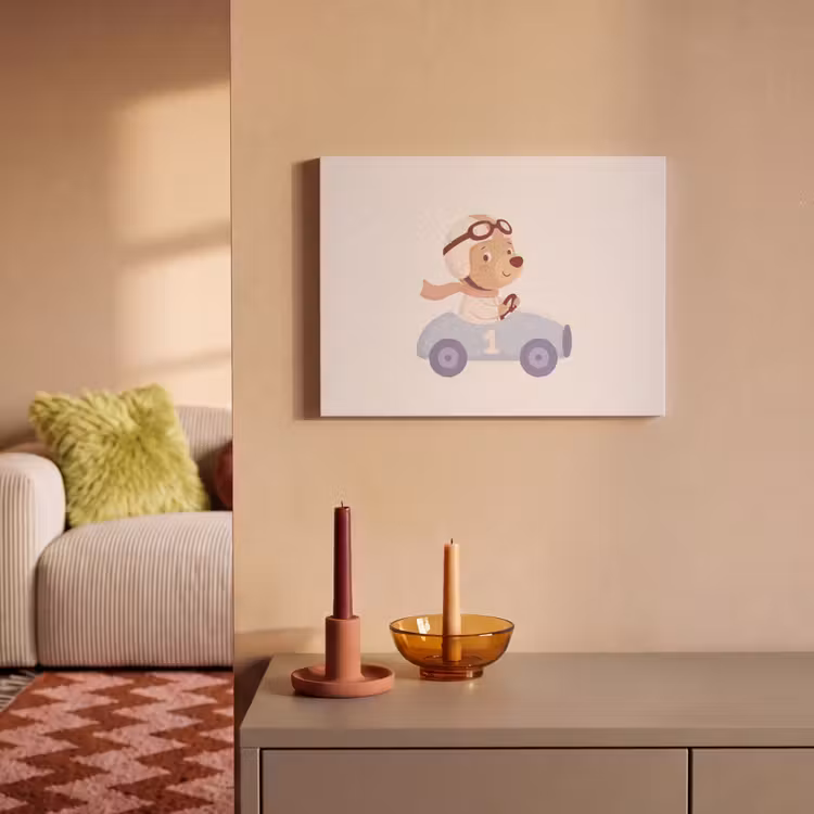 Akoestisch schilderij - Beer - Auto - Kinderkamer - Cartoon - Speels — 2