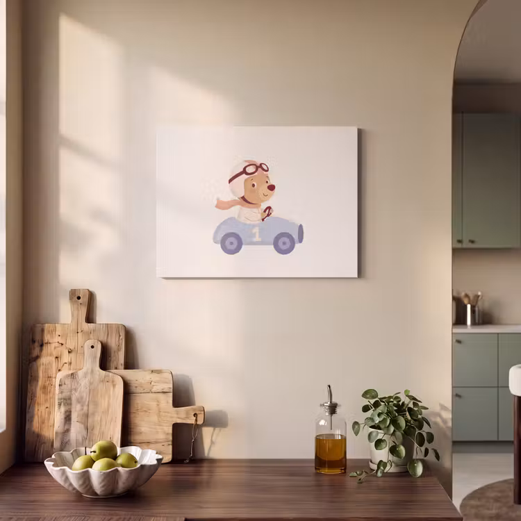 Akoestisch schilderij - Beer - Auto - Kinderkamer - Cartoon - Speels — 4