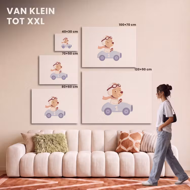 Akoestisch schilderij - Beer - Auto - Kinderkamer - Cartoon - Speels — 7