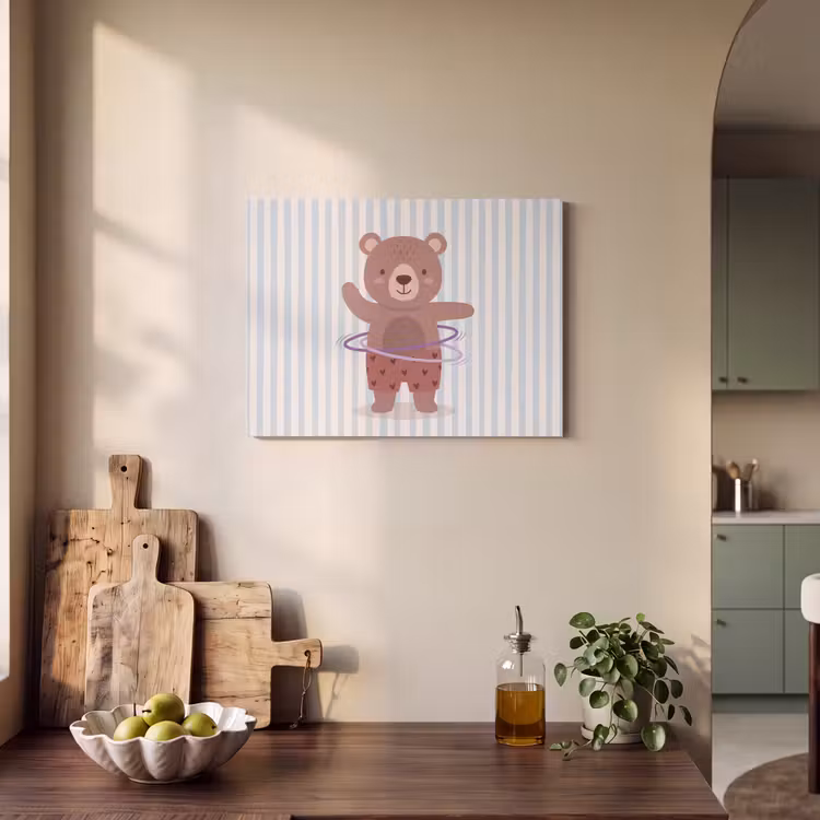 Akoestisch schilderij - Beer - Hoepel - Kinderkamer - Illustratie - Bruin — 4