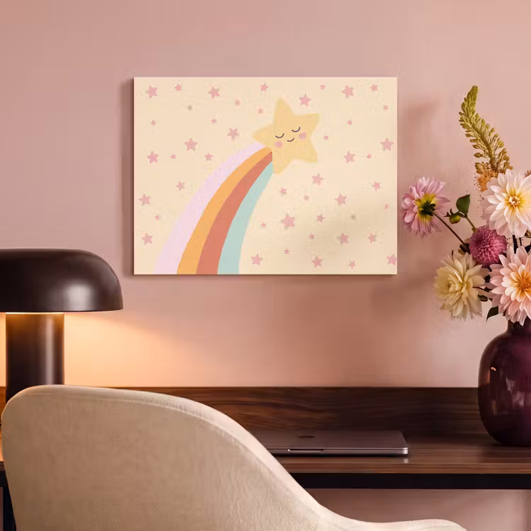 Akoestisch schilderij - Ster - Regenboog - Nacht - Illustratie - Pastel — 6