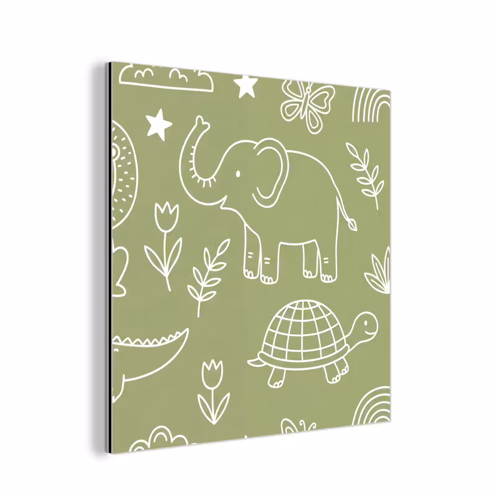 Aluminium schilderij - Dieren - Patroon - Illustratie - Natuur - Groen — 1