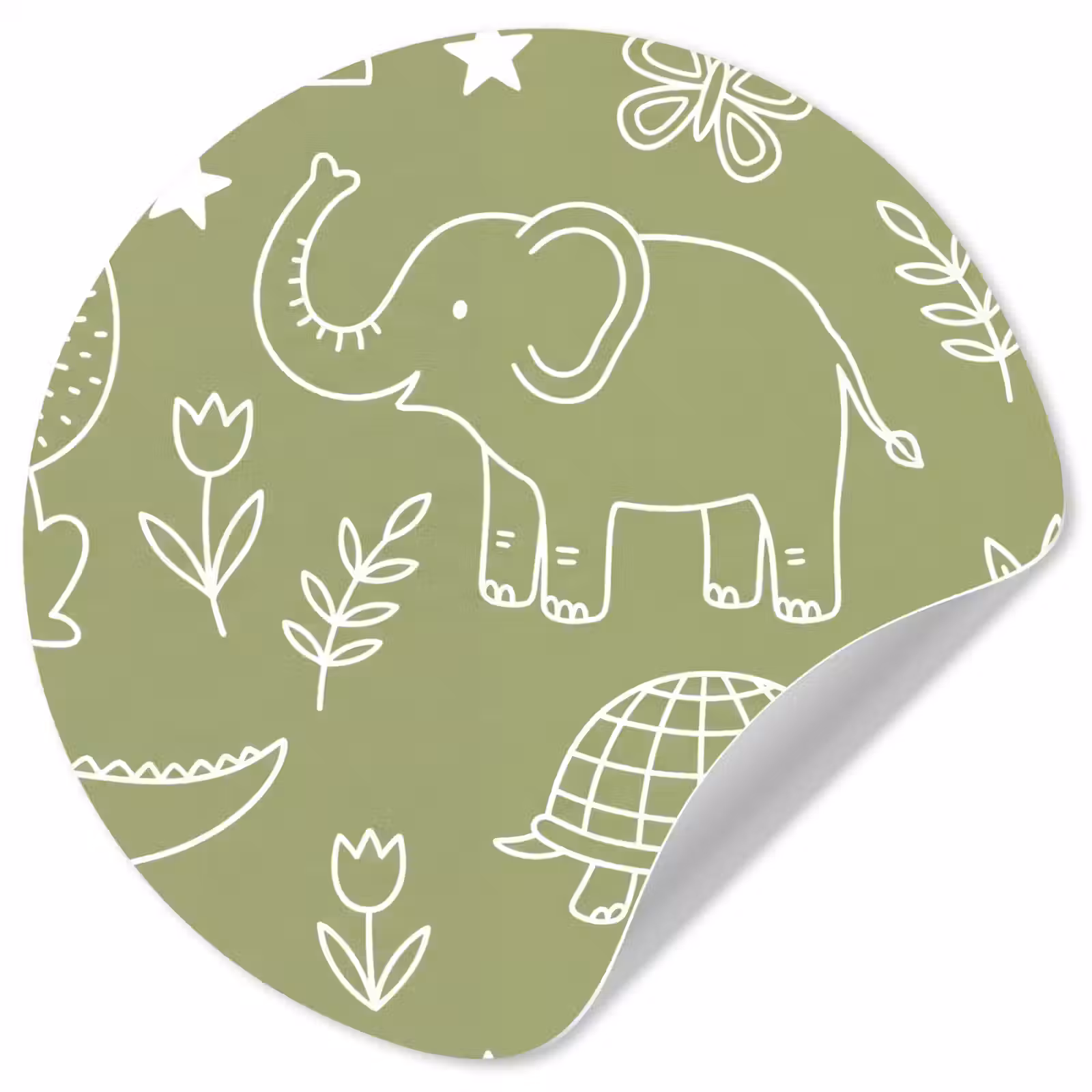 Behangcirkel - Dieren - Patroon - Illustratie - Natuur - Groen — 1