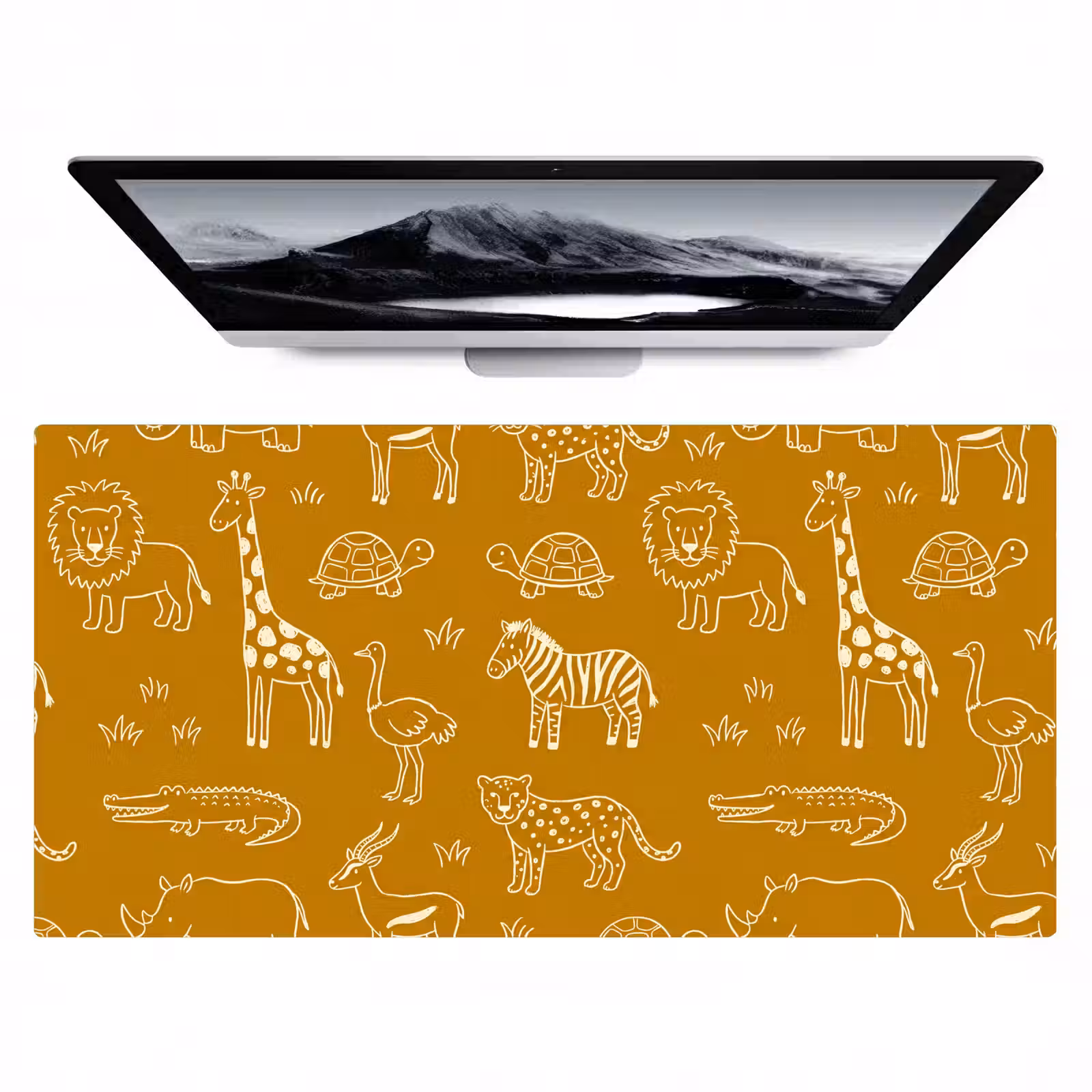 Bureau onderlegger - Dieren - Safari - Patroon - Kinderlijk - Oker — 1