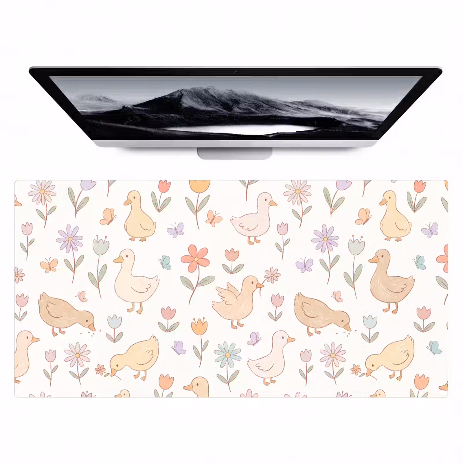 Bureau onderlegger - Vogel - Bloemen - Patroon - Pastel - Dieren — 1