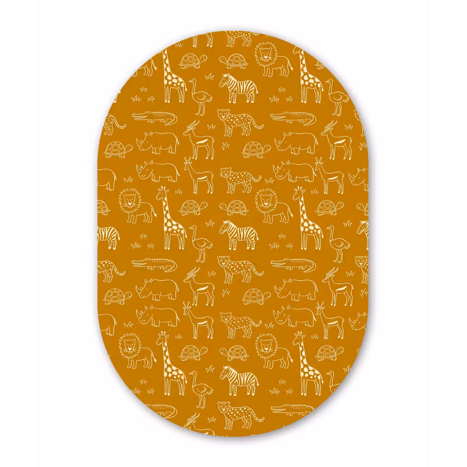 Muurovaal aluminium - Dieren - Safari - Patroon - Kinderlijk - Oker — 1