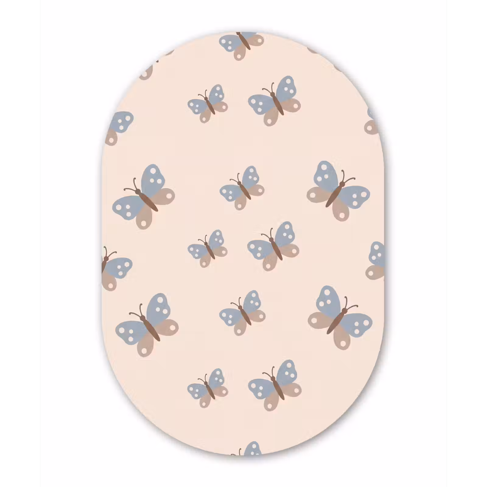 Muurovaal aluminium - Insect - Vlinderpatroon - Abstract - Blauw - Beige — 1