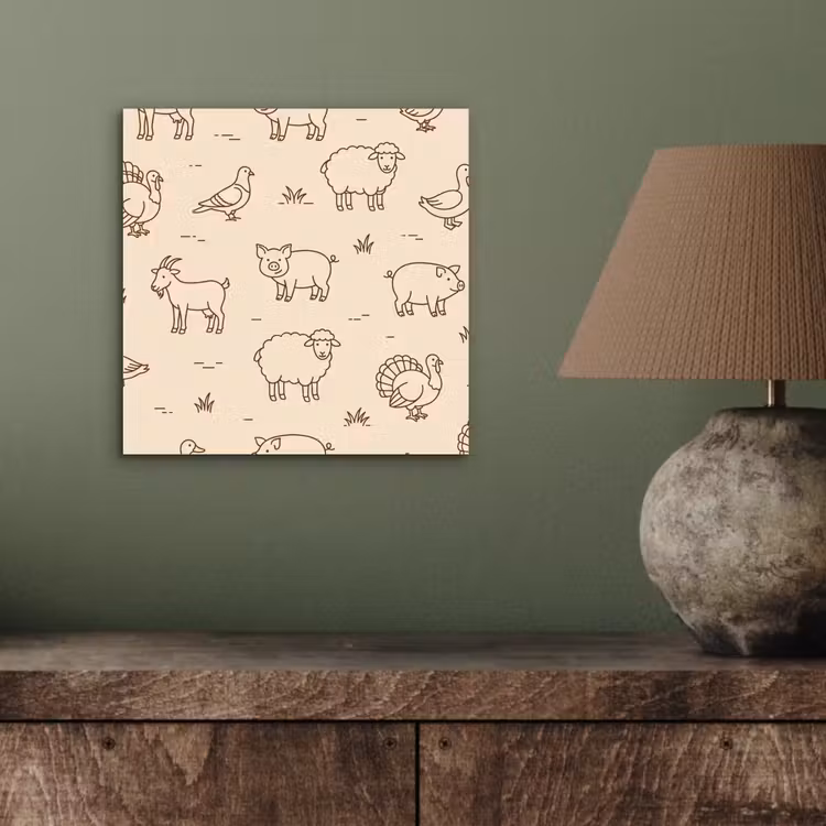 Aluminium schilderij - Dieren - Patroon - Boerderij - Minimalistisch - Beige — 3