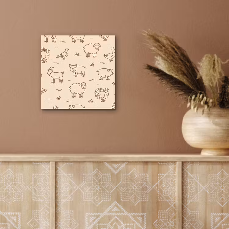 Aluminium schilderij - Dieren - Patroon - Boerderij - Minimalistisch - Beige — 5