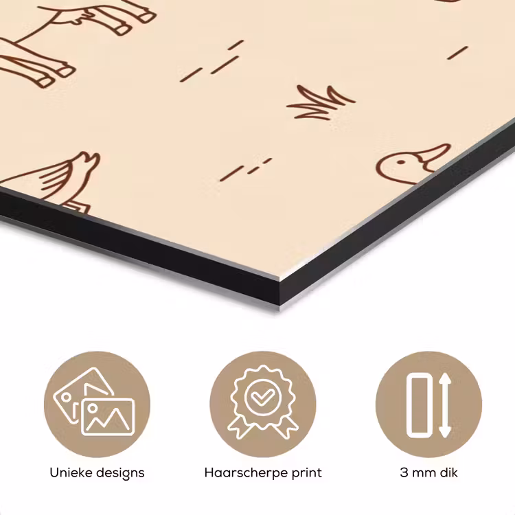 Aluminium schilderij - Dieren - Patroon - Boerderij - Minimalistisch - Beige — 7
