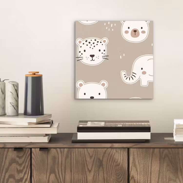 Aluminium schilderij - Dieren - Patroon - Illustratie - Modern - Beige — 2