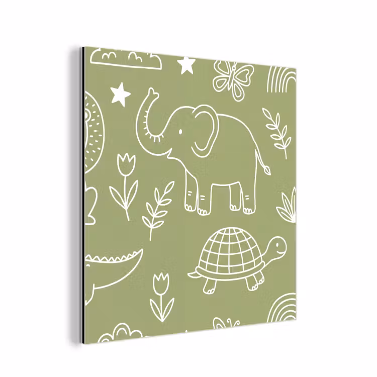 Aluminium schilderij - Dieren - Patroon - Illustratie - Natuur - Groen — 1