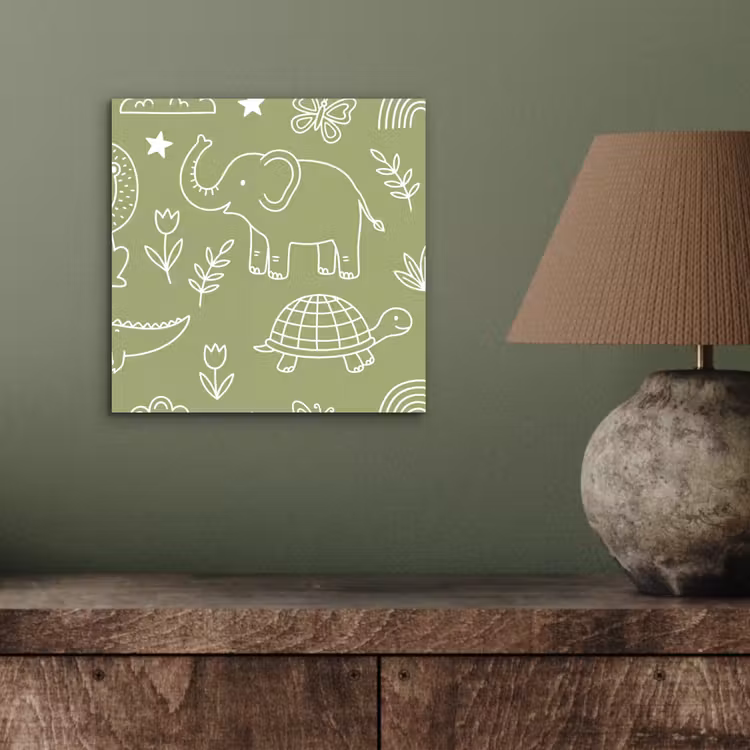 Aluminium schilderij - Dieren - Patroon - Illustratie - Natuur - Groen — 3