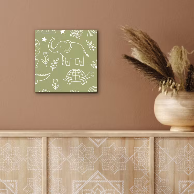 Aluminium schilderij - Dieren - Patroon - Illustratie - Natuur - Groen — 5