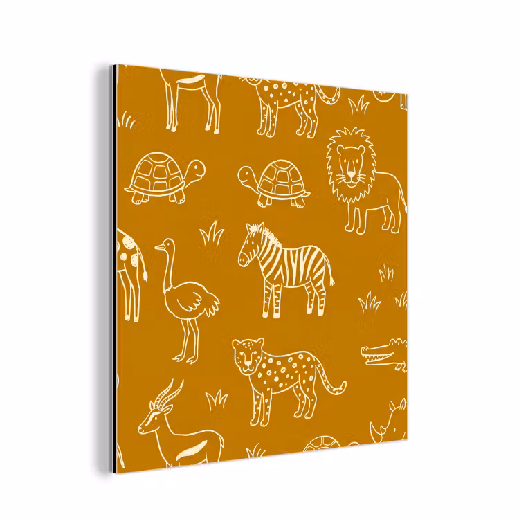 Aluminium schilderij - Dieren - Safari - Patroon - Kinderlijk - Oker — 1