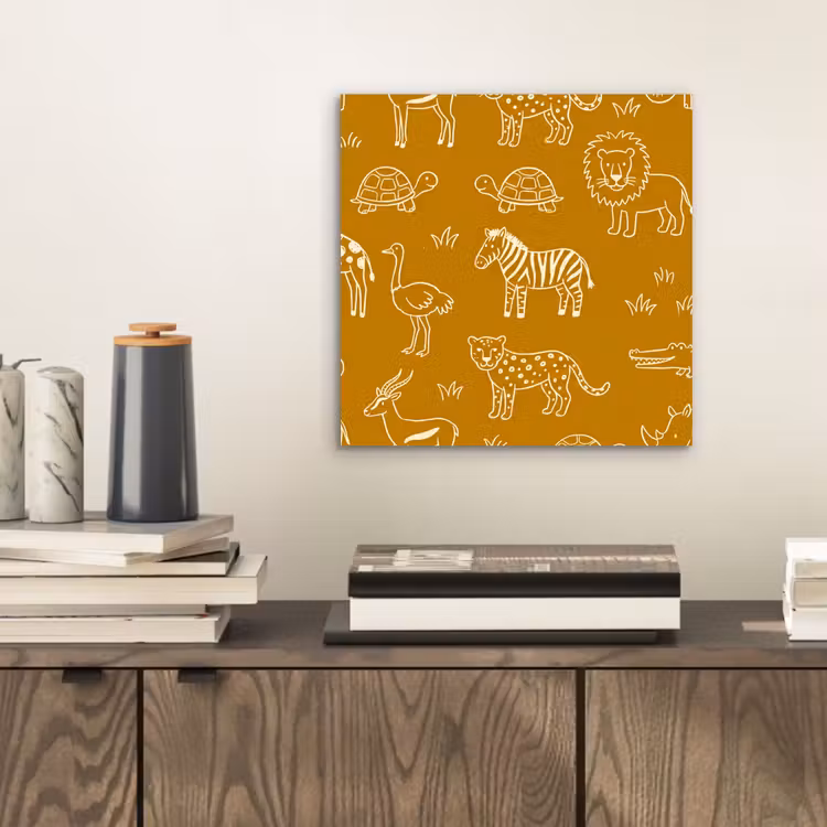 Aluminium schilderij - Dieren - Safari - Patroon - Kinderlijk - Oker — 2