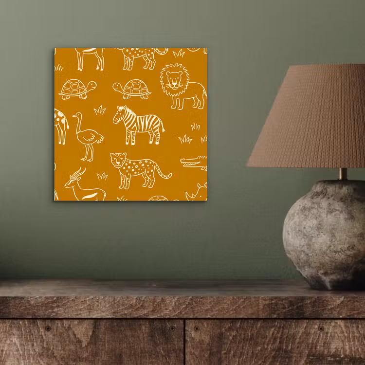 Aluminium schilderij - Dieren - Safari - Patroon - Kinderlijk - Oker — 3