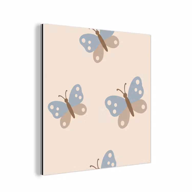 Aluminium schilderij - Insect - Vlinderpatroon - Abstract - Blauw - Beige — 1