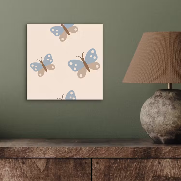 Aluminium schilderij - Insect - Vlinderpatroon - Abstract - Blauw - Beige — 3