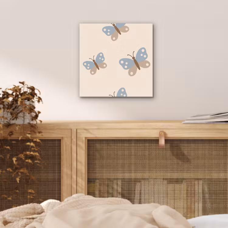 Aluminium schilderij - Insect - Vlinderpatroon - Abstract - Blauw - Beige — 4