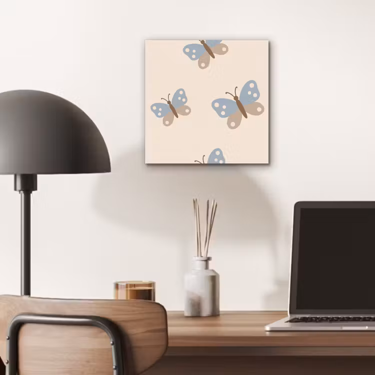 Aluminium schilderij - Insect - Vlinderpatroon - Abstract - Blauw - Beige — 6