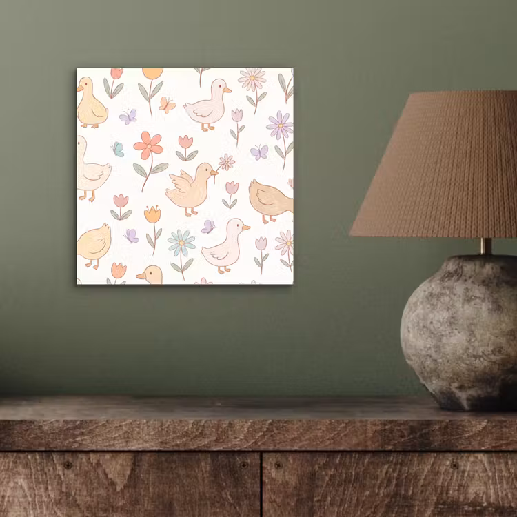 Aluminium schilderij - Vogel - Bloemen - Patroon - Pastel - Dieren — 3