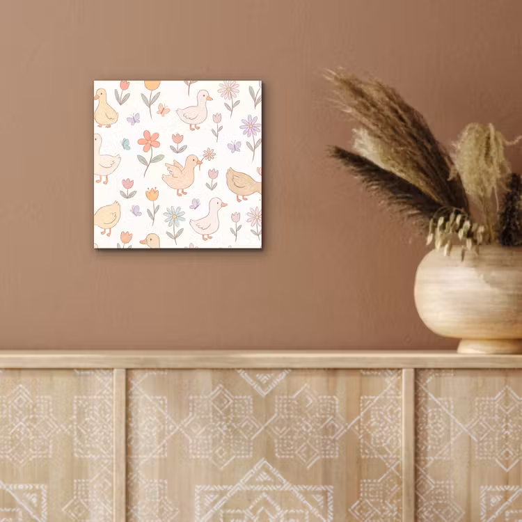 Aluminium schilderij - Vogel - Bloemen - Patroon - Pastel - Dieren — 5