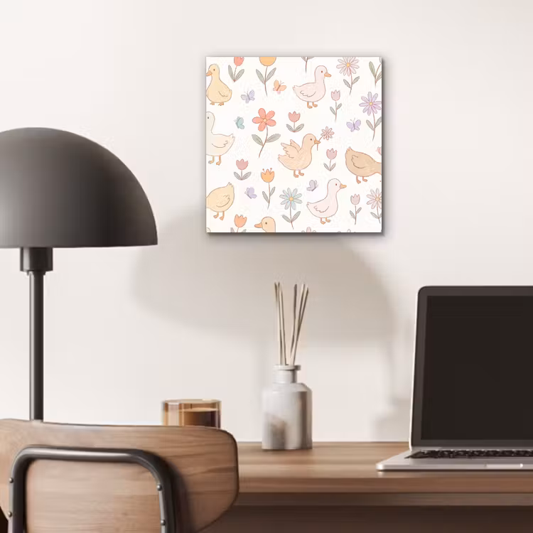 Aluminium schilderij - Vogel - Bloemen - Patroon - Pastel - Dieren — 6
