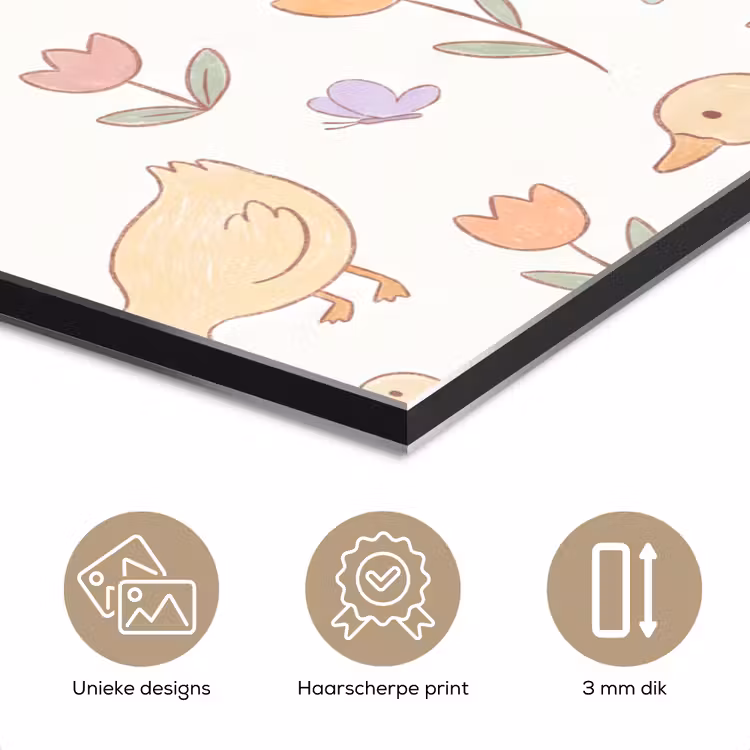 Aluminium schilderij - Vogel - Bloemen - Patroon - Pastel - Dieren — 7
