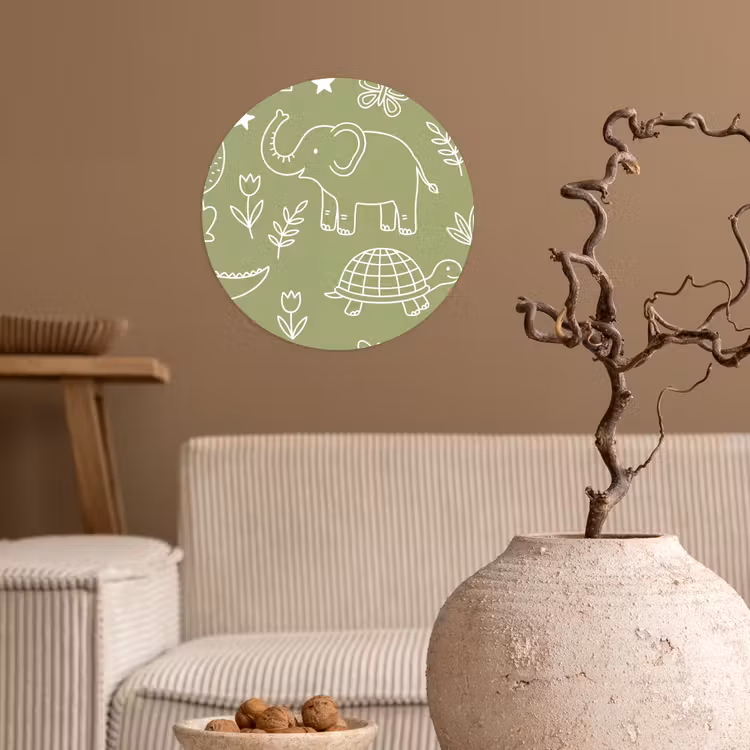 Behangcirkel - Dieren - Patroon - Illustratie - Natuur - Groen — 2