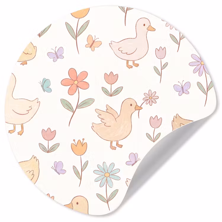 Behangcirkel - Vogel - Bloemen - Patroon - Pastel - Dieren — 1