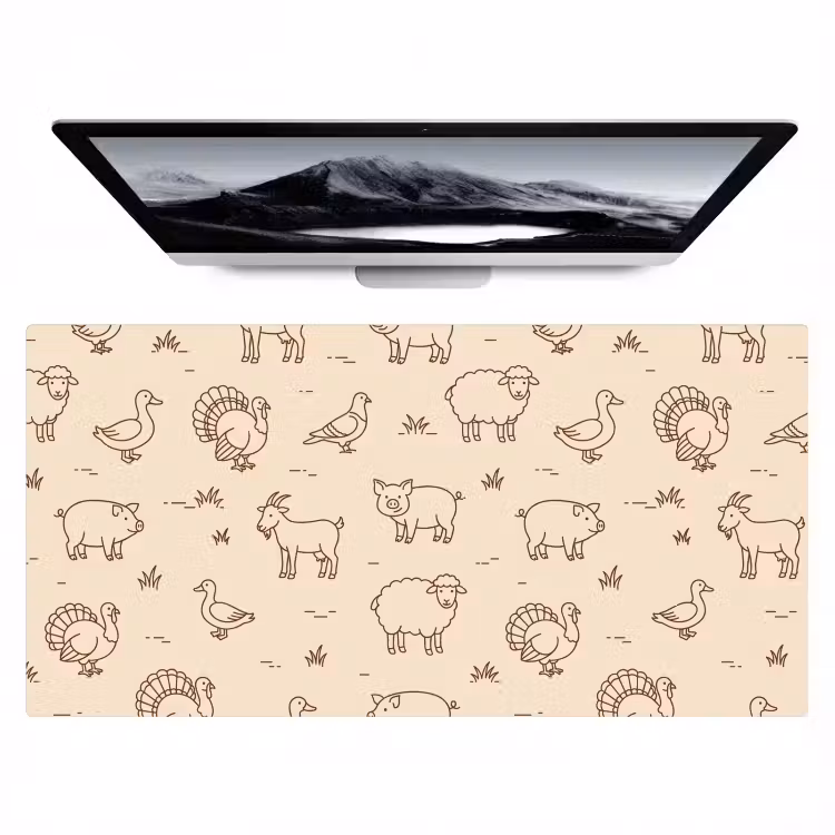 Bureau onderlegger - Dieren - Patroon - Boerderij - Minimalistisch - Beige — 1