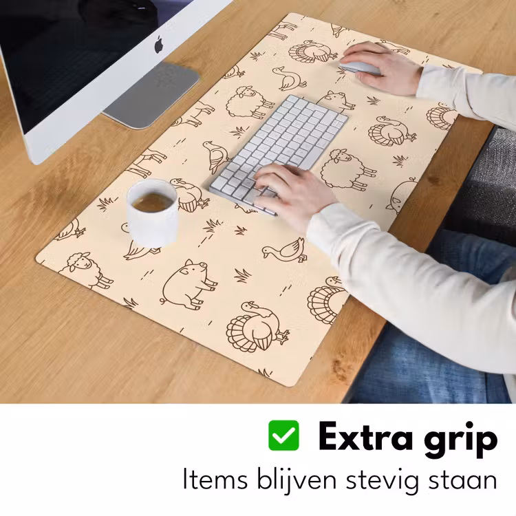 Bureau onderlegger - Dieren - Patroon - Boerderij - Minimalistisch - Beige — 6