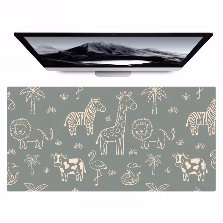 Bureau onderlegger - Dieren - Safari - Patroon - Illustratie - Groen — 1