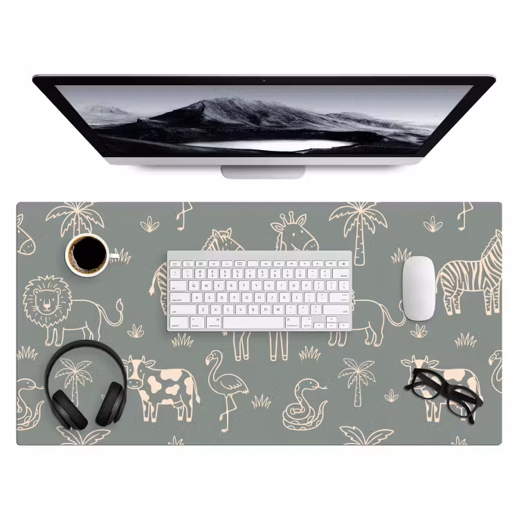 Bureau onderlegger - Dieren - Safari - Patroon - Illustratie - Groen — 4