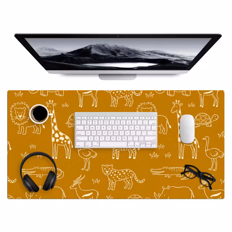 Bureau onderlegger - Dieren - Safari - Patroon - Kinderlijk - Oker — 4
