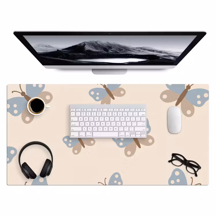 Bureau onderlegger - Insect - Vlinderpatroon - Abstract - Blauw - Beige — 4
